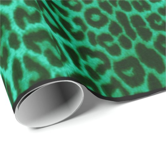 緑のヒョウのお祝いのアニマルプリントの包装紙 ラッピングペーパー (ロールコーナー)