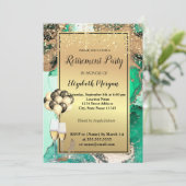 緑のヒール、バルーン、緑の大理石退職後 招待状 (スタンド正面)