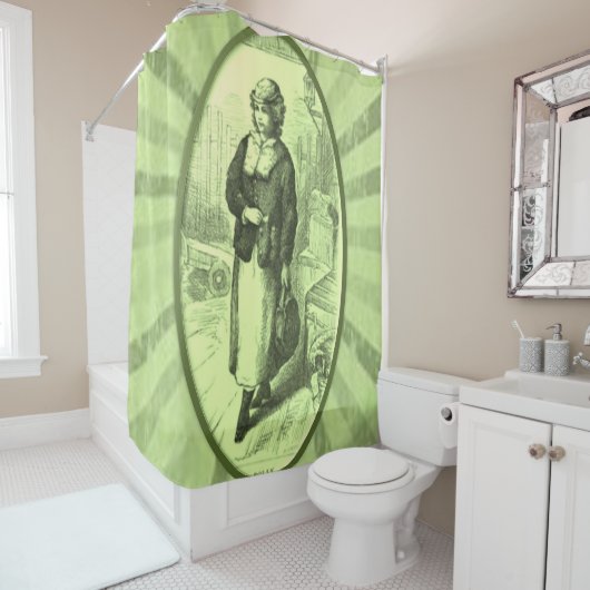 緑のビクトリアン女性のショーカーテン シャワーカーテン (インサイチュ)
