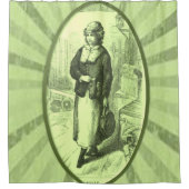 緑のビクトリアン女性のショーカーテン シャワーカーテン (正面)