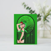 緑のビクトリアン妖精はがき ポストカード (スタンド正面)