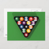 緑のビリヤード感じ台のプールボール: ポストカード (正面/裏面)