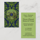 緑のビロード、円形浮彫りおよび濃紺を切って下さい 名刺 (正面/裏面)
