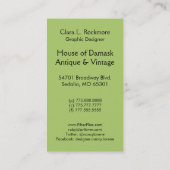 緑のビロード、円形浮彫りおよび濃紺を切って下さい 名刺 (裏面)