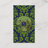 緑のビロード、円形浮彫りおよび濃紺を切って下さい 名刺 (正面)