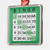 緑のビンゴカード | BINGO愛好家のギフトクリスマス メタルオーナメント (左)