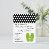緑のビーチサンダル/水玉模様の誕生会 招待状 (スタンド正面)