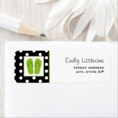 緑のビーチサンダル/黒(白水玉模様) ラベル (インサイチュ)