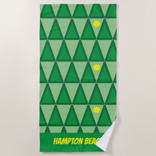 緑のビーチタオカスタマイズルビーチ名 ビーチタオル (正面)