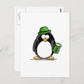 緑のビールを持ったペンギン ポストカード (正面/裏面)