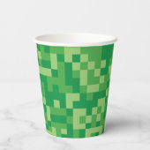 緑のピクセル化されたビデオゲーム誕生日パーティー 紙コップ (裏面)