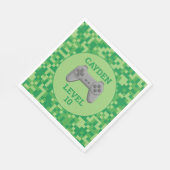 緑のピクセル化レベル上のビデオゲーム誕生日パーティー スタンダードランチョンナプキン (角)