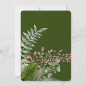 緑のピンクのエメラルドグリーン結婚の葉 招待状 (裏面)