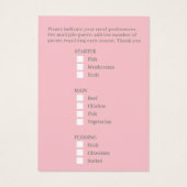 緑のピンクのトロピカル結婚パームの食事の選択カード (裏面)