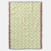 緑のピンクのドードルラインハート スローブランケット (正面縦)