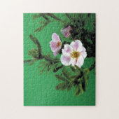 緑のピンクのバラの花エレガント。 ジグソーパズル (縦)