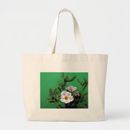 緑のピンクのバラの花エレガント。 ラージトートバッグ