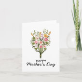 緑のピンクのフローラ水の色ハッピーマザーズデイ カード (正面)