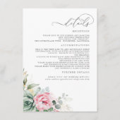 緑のピンクのフローラ結婚詳細 エンクロージャーカード (正面)