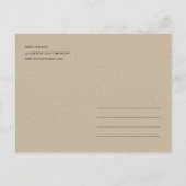 緑のピンクのローズ金ゴールドの葉リース保存日 案内ポストカード (裏面)