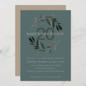 緑のピンクの動物リース年限月記念カード サンキューカード (正面/裏面)