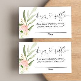 緑のピンクの女の子の赤ちゃんシャワーおむつラッフルカード エンクロージャーカード