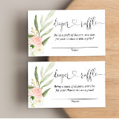 緑のピンクの女の子の赤ちゃんシャワーおむつラッフルカード エンクロージャーカード