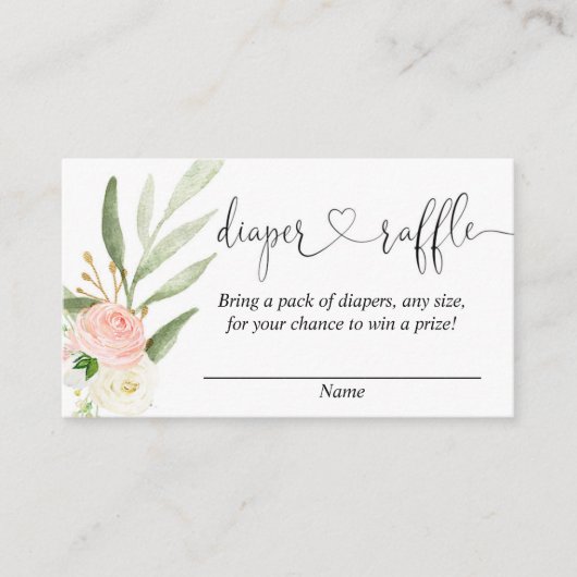 緑のピンクの女の子の赤ちゃんシャワーおむつラッフルカード エンクロージャーカード (正面)