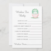 緑のピンクの恐竜の牡丹がベビーカードを願う (正面)