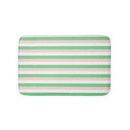 緑のピンクの水平ストライプ バスマット