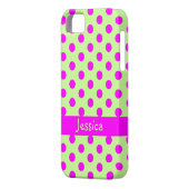 緑のピンクの水玉模様パタガーリーーン名 Case-Mate iPhoneケース (裏面左)