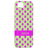 緑のピンクの水玉模様パタガーリーーン名 Case-Mate iPhoneケース (裏面/右)