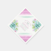 緑のピンクの水色のカスタムウェディングを多汁 スタンダードカクテルナプキン (角)