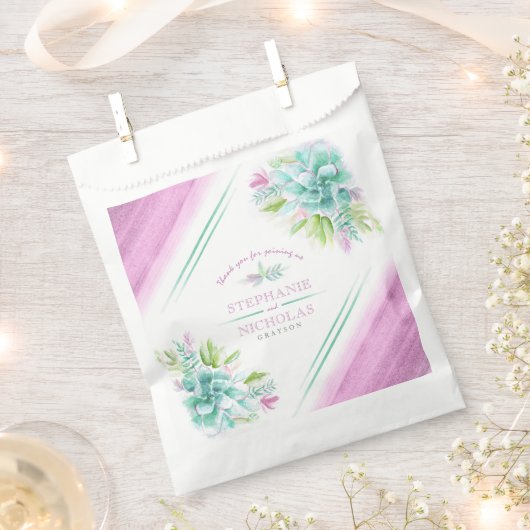緑のピンクの水色のカスタムウェディングを多汁 フェイバーバッグ (クリップ留めされた状態)