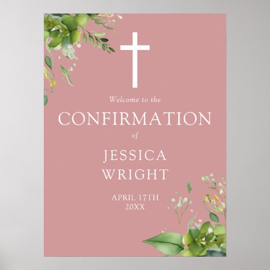 緑のピンクの確認のウェルカムサイン ポスター (正面)