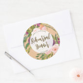緑のピンクの花のリハーサルのディナーシール ラウンドシール (封筒)