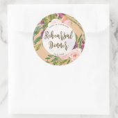 緑のピンクの花のリハーサルのディナーシール ラウンドシール (バッグ)