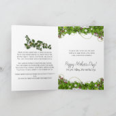 緑のピンクの花の写真枠写真を追加 カード (内部)