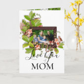 緑のピンクの花の写真枠写真を追加 カード (黄色い花)