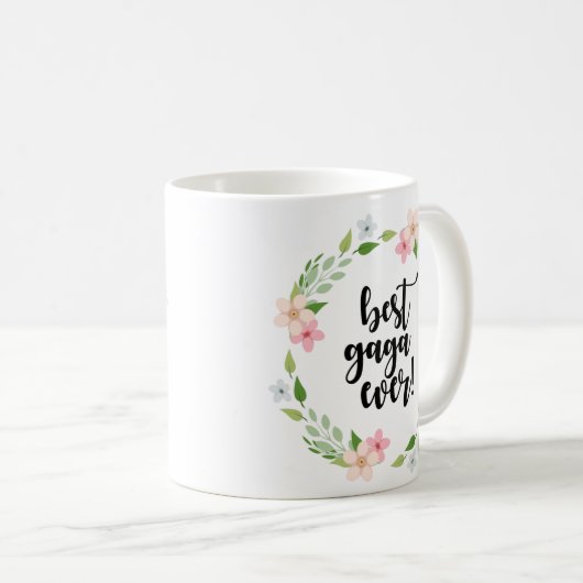 緑のピンクの花の最も最高のな熱狂した常におもしろいな熱狂したマグ コーヒーマグカップ (正面右)