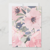 緑のピンクの花の赤ちゃんシャワー 招待状 (裏面)