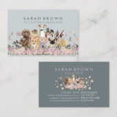 緑のピンクの花 ペットの犬 猫 名刺 (正面/裏面)