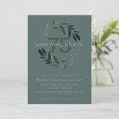 緑のピンクの葉のリース任意の年齢75誕生日カード サンキューカード (スタンド正面)