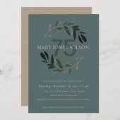 緑のピンクの葉のリース任意の年齢75誕生日カード サンキューカード (正面/裏面)