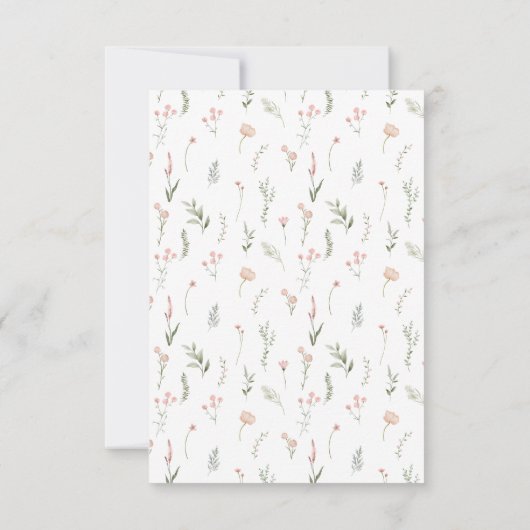 緑のピンクの野生の花のフローラ結婚式RSVPカード 出欠カード (裏面)