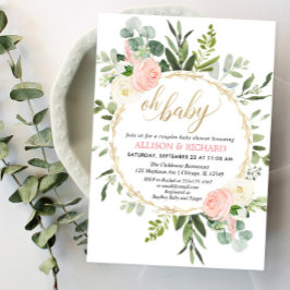 緑のピンクの金ゴールドカップルの赤エレガントちゃんシャワー 招待状