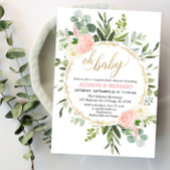 緑のピンクの金ゴールドカップルの赤エレガントちゃんシャワー 招待状