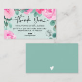 緑のピンクフローラの水の色の感謝してい順序 名刺 (正面/裏面)