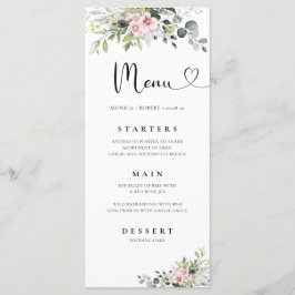 緑のピンク結婚ローズのメニュー メニュー