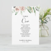 緑のピンク色の赤面バラテーブル番号1シーティンググラフ 招待状 (スタンド正面)